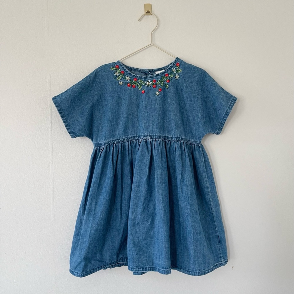 Next Chambray Embroidered Strawberry Dress